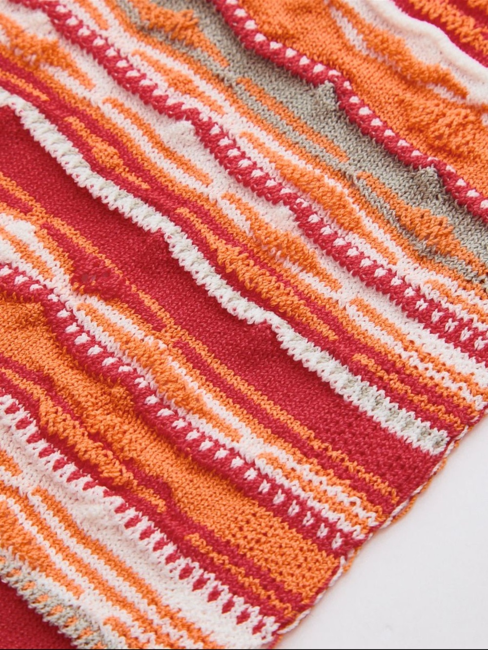 Red Orange Striped Sleeveless Knit Midi Dress - Picture 3 of 3
